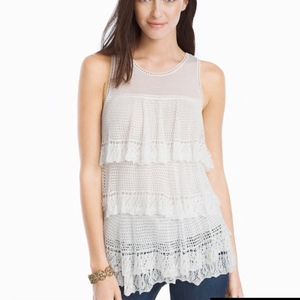 BNWOT WHBM SLEEVELESS TIERED RUFFLED SWEATER